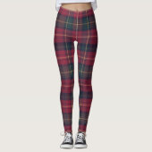 Red Green Traditional Square Tartan Fabric Leggings (Voorkant)