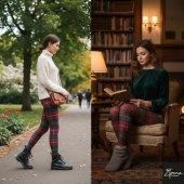 Red Green Traditional Square Tartan Fabric Leggings