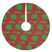 Red Green Tropical Palm Tree Aloha Tree Skirt Kerstboom Rok (Voorkant)