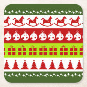 Red Green Ugly met kerstavaar Festive Clipart Kartonnen Onderzetters (Voorkant)