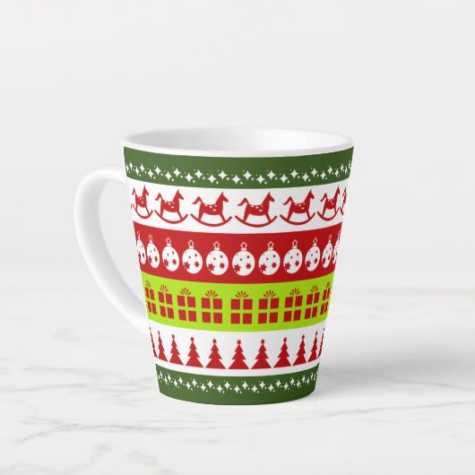 Red Green Ugly met kerstavaar Festive Clipart Latte Mok (Linkerhoek)