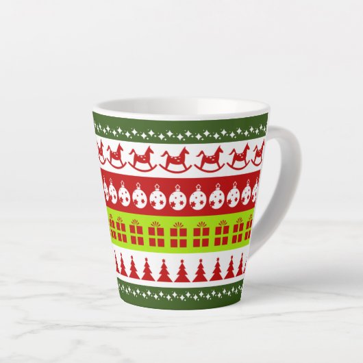 Red Green Ugly met kerstavaar Festive Clipart Latte Mok (Rechterhoek)