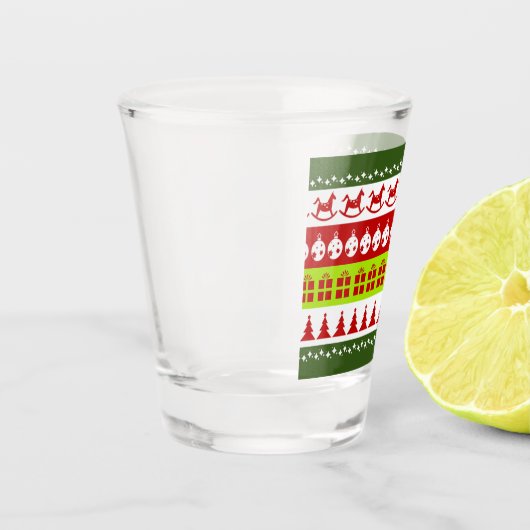 Red Green Ugly met kerstavaar Festive Clipart Shot Glas (Links)