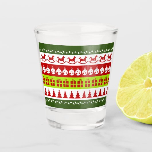 Red Green Ugly met kerstavaar Festive Clipart Shot Glas (Voorkant)