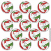 red green volleyball team stickers for 13 athletes (Voorkant)