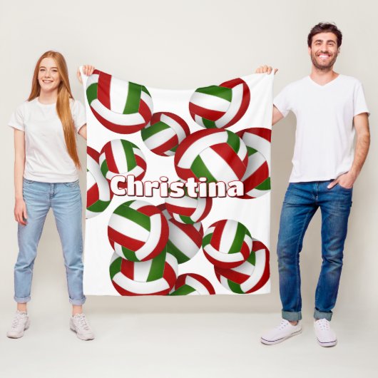 Red Green Volleyballs Meisjes Sportkamer Decor Fleece Deken (In situ)