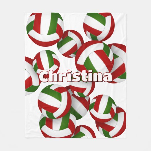 Red Green Volleyballs Meisjes Sportkamer Decor Fleece Deken (Voorkant)