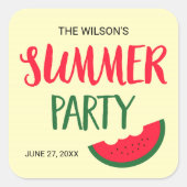 Red Green Watermelon Summer Party Vierkante Sticker (Voorkant)