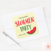 Red Green Watermelon Summer Party Vierkante Sticker (Envelop)