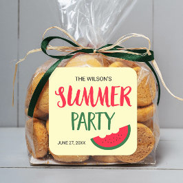 Red Green Watermelon Summer Party Vierkante Sticker