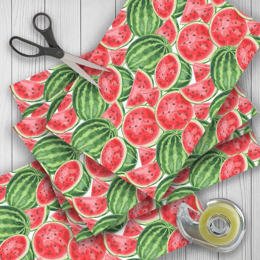Red Green Watermelon Summer Picnic Tissuepapier