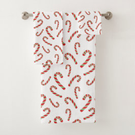 Red Green Waterverf Candy Cane Pattern 2 Bad Handdoek