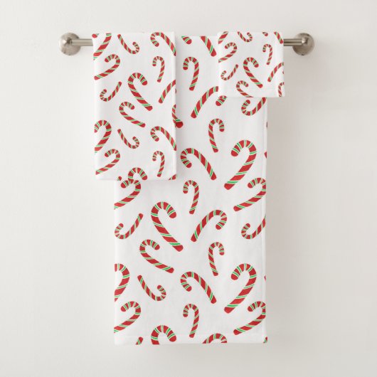 Red Green Waterverf Candy Cane Pattern 2 Bad Handdoek (Insitu)