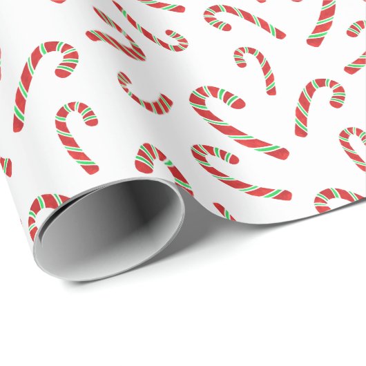 Red Green Waterverf Candy Cane Pattern 2 Cadeaupapier (Rol Hoek)