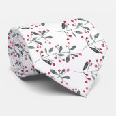 Red & Green Waterverf Holly Branch Winter Holiday Stropdas (Opgerold)