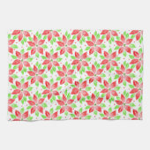 Red Green Waterverf Poinsettia Patroon Theedoek (Horizontaal)