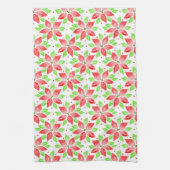 Red Green Waterverf Poinsettia Patroon Theedoek (Verticaal)