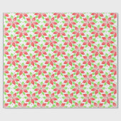 Red Green Waterverf Poinsettia Pattern Wrapping P Cadeaupapier (Vlak)
