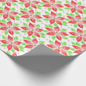 Red Green Waterverf Poinsettia Pattern Wrapping P Cadeaupapier (Hoek)