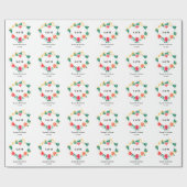 Red Green Wedding Heart Floral Cadeaupapier (Vlak)