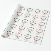 Red Green Wedding Heart Floral Cadeaupapier (Uitgerold)