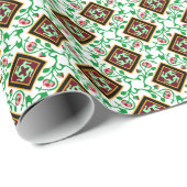  Red Green White Barcelona Floral Cadeaupapier (Rol Hoek)