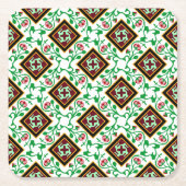 Red Green White Barcelona Floral Kartonnen Onderzetters (Voorkant)