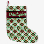 Red Green White Barcelona Floral Kleine Kerstsok (Voorkant)