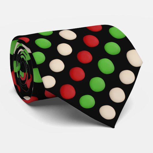 Red Green White Black Polka Dot Stropdas (Opgerold)