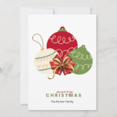 Red Green White Christmas Balls Card Feestdagenkaart (Voorkant)