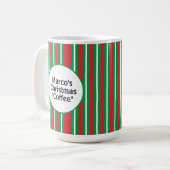 Red Green White Christmas Candy Cane Stripes Koffiemok (Voorkant links)