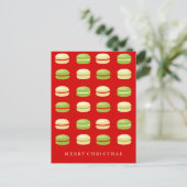Red Green & White Christmas French Macarons Feestdagenkaart (Staand voorkant)