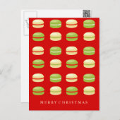 Red Green & White Christmas French Macarons Feestdagenkaart (Voorkant / Achterkant)