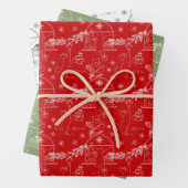 Red green & white Christmas winter cats Inpakpapier Vel (In situ)