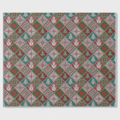 Red Green White Faux Knit-kerstpatroon Cadeaupapier (Vlak)