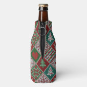 Red Green White Faux Knit-kerstpatroon Flesjeskoeler (Fles Achterkant)