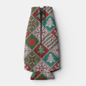 Red Green White Faux Knit-kerstpatroon Flesjeskoeler (Achterkant)