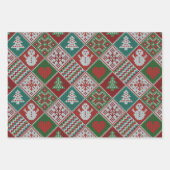Red Green White Faux Knit-kerstpatroon Inpakpapier Vel (Voorkant 3)