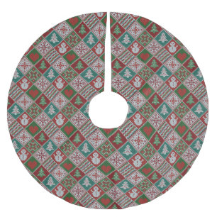 Red Green White Faux Knit-kerstpatroon  Kerstboom Rok