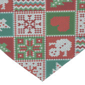Red Green White Faux Knit-kerstpatroon Korte Tafelloper (Hoek)