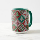Red Green White Faux Knit-kerstpatroon Mok (Voorkant rechts)