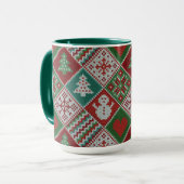 Red Green White Faux Knit-kerstpatroon Mok (Voorkant links)