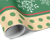 Red Green White-kerstsnowflakes Polka Dots Cadeaupapier (Rol Hoek)