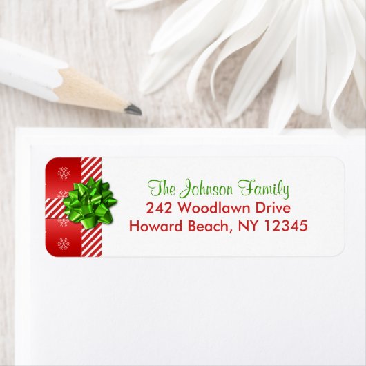 Red Green White-kerstterugzendadreslabels Etiket (Insitu)