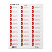 Red Green White-kerstterugzendadreslabels Etiket (Full Sheet)