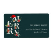 Red Green White Merry kerstavond Adres Etiket (Voorkant)