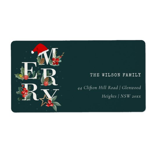 Red Green White Merry kerstavond Adres Etiket (Voorkant)