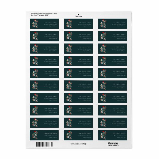 Red Green White Merry kerstavond Adres Etiket (Full Sheet)