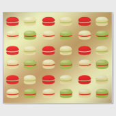 Red Green White op gouden kerst Franse Macarons Cadeaupapier (Vlak)