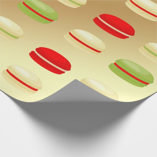 Red Green White op gouden kerst Franse Macarons Cadeaupapier (Hoek)